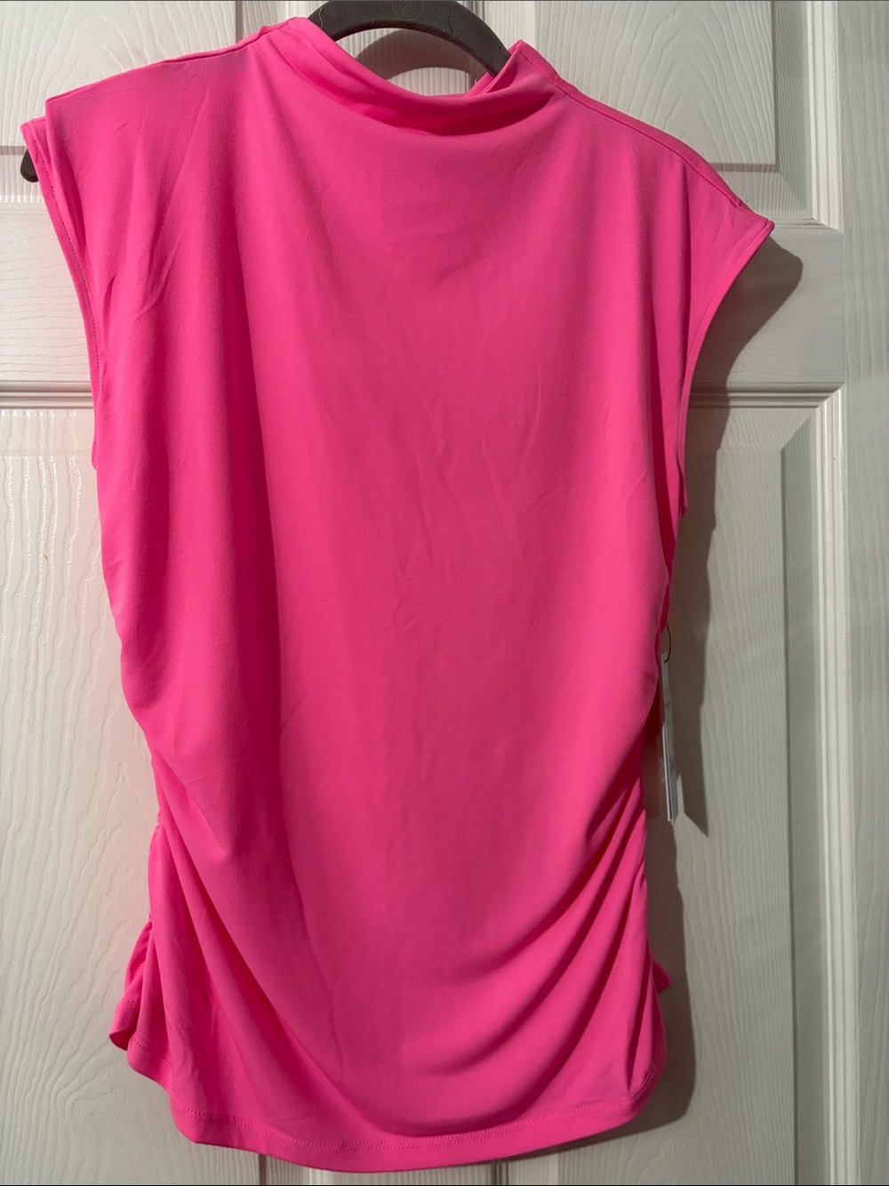 DKNY Sleeveless Mock Neck Tank in Vibrant Pink